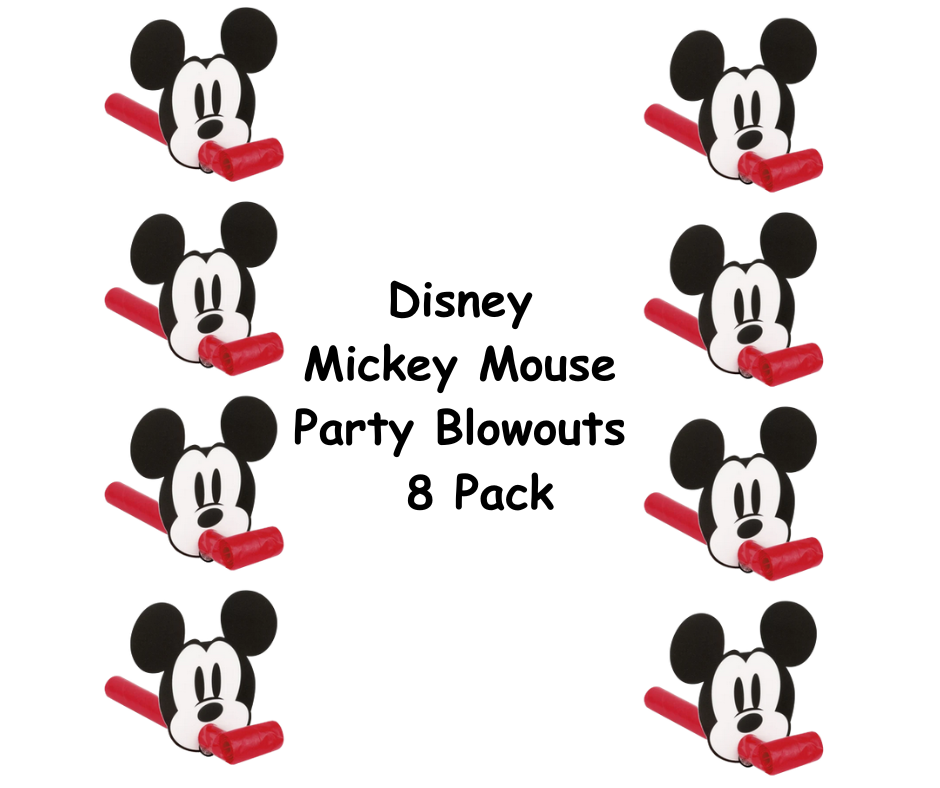 Disney Mickey Mouse party blowouts 8 pack on a white background