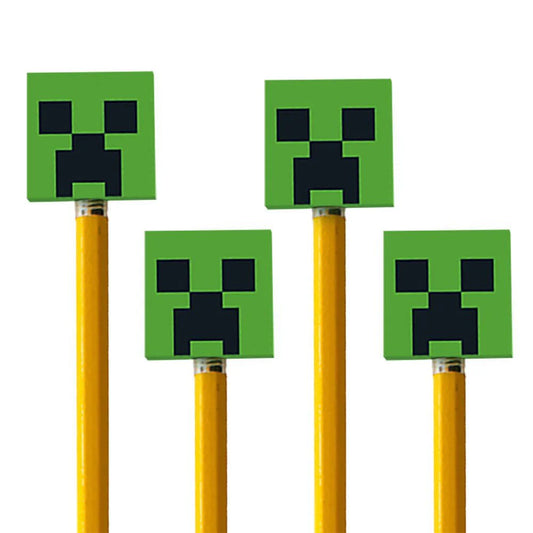 Minecraft Pencil Top Erasers 4 Pack - Creeper Party Favors