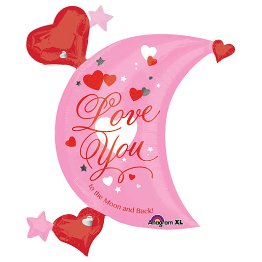 Anagram 27" x 32" I Love You To the Moon and Back Supershape Foil Balloon Party Decor