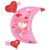 Anagram 27" x 32" I Love You To the Moon and Back Supershape Foil Balloon Party Decor