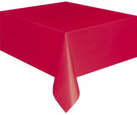 Ruby Red Rectangular Plastic Table Cover 54" x 108"