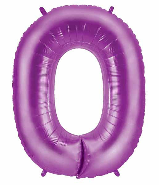 Huge Number 0 Metallic Purple Balloon
