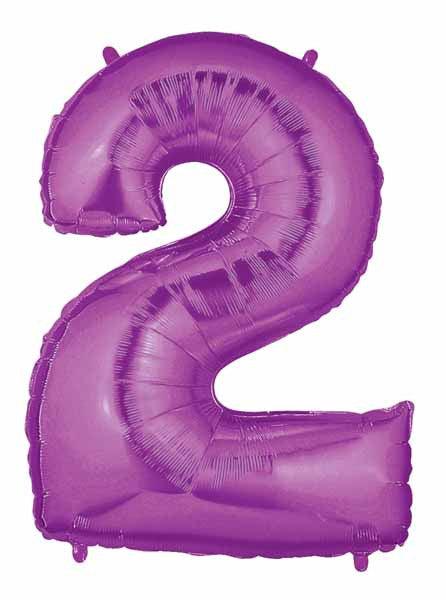 Huge Number 2 Metallic Purple Balloon