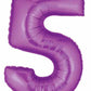 Huge Number 5 Metallic Purple Balloon