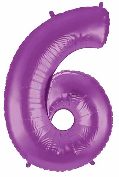 Huge Number 6 Metallic Purple Balloon