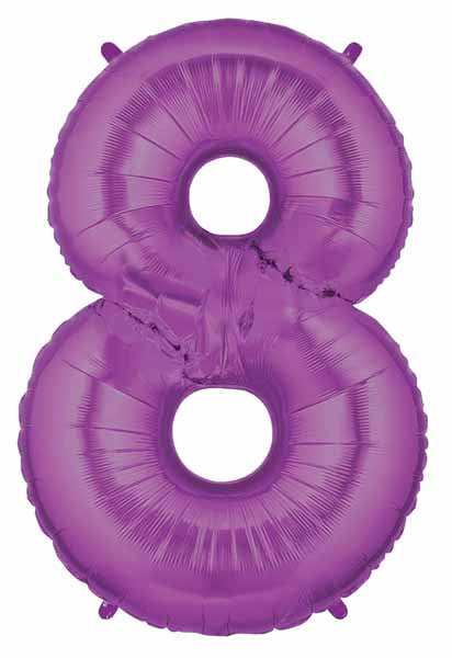 Huge Number 8 Metallic Purple Balloon