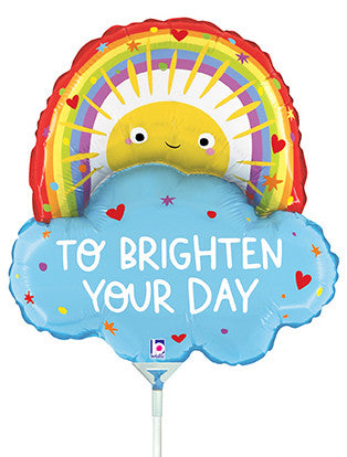Airfill Only To Brighten Your Day Rainbow and Sun Mini Foil Balloon