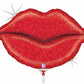 Red Glitter Kissing Lips Mini Air Filled Foil Balloon