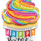 5 Foot Giant Happy Birthday Cupcake Shaped Balloon Decor