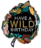 24" Have A Wild Birthday Jungle Tropical Leaf Supershape Foil Balloon