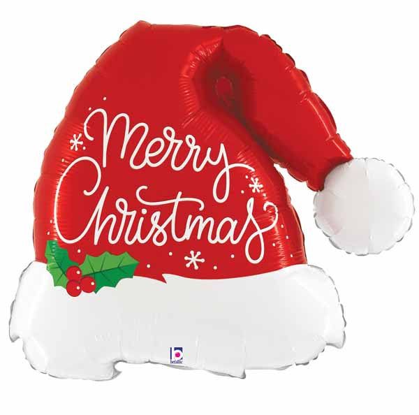 Santa Hat Shaped Merry Christmas Jumbo Balloon
