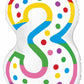 Birthday Candle Three Supershape Foil Balloon