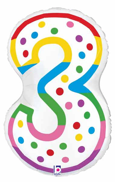 Birthday Candle Three Supershape Foil Balloon