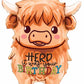 cute highland cow jumbo birthday balloon