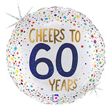 18" Cheers To 60 Years Round Glitter Holographic Foil Balloon