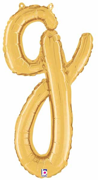 24" Air-Filled Letter g Shape Foil Balloon Gold