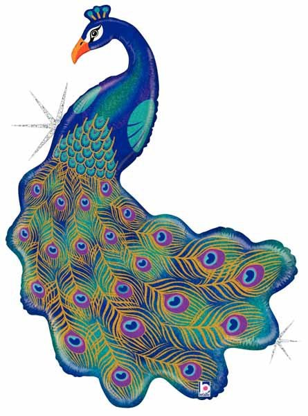 Jumbo Peacock Holographic Glitter Foil Balloon