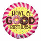 Happy Birthday Donuts Round Shape Foil Balloon