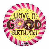 Happy Birthday Donuts Round Shape Foil Balloon