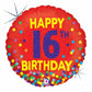 Betallic 18" Round Happy 16th Birthday Red Foil Balloon Party Decor