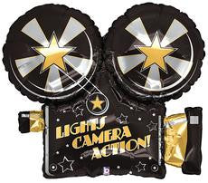 film camera movie recorder old hollywood style foil shaped balloon