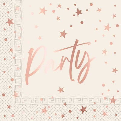 Rose Gold Party Luncheon Napkins 33cm - 20 Pack Two-Ply