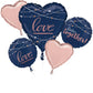 Anagram Navy Blue Love Wedding Foil Balloon Bouquet- 5 PCS