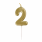Small Gold Metallic Numeral Birthday Party Cake Candle #2 Number Two