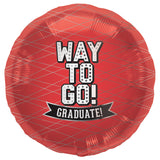 Way To Go! Grad Balloons Red School Colors