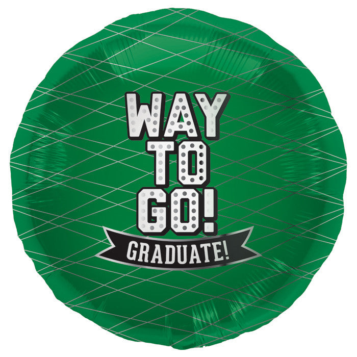 Way To Go! Grad Balloons Green School Colors