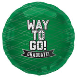 Way To Go! Grad Balloons Green School Colors
