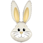 Cute Ivory Bunny Rabbit Head Foil Balloon 35"