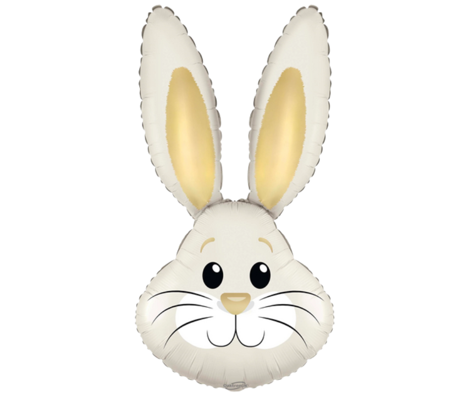 Cute Ivory Bunny Rabbit Head Foil Balloon 35"