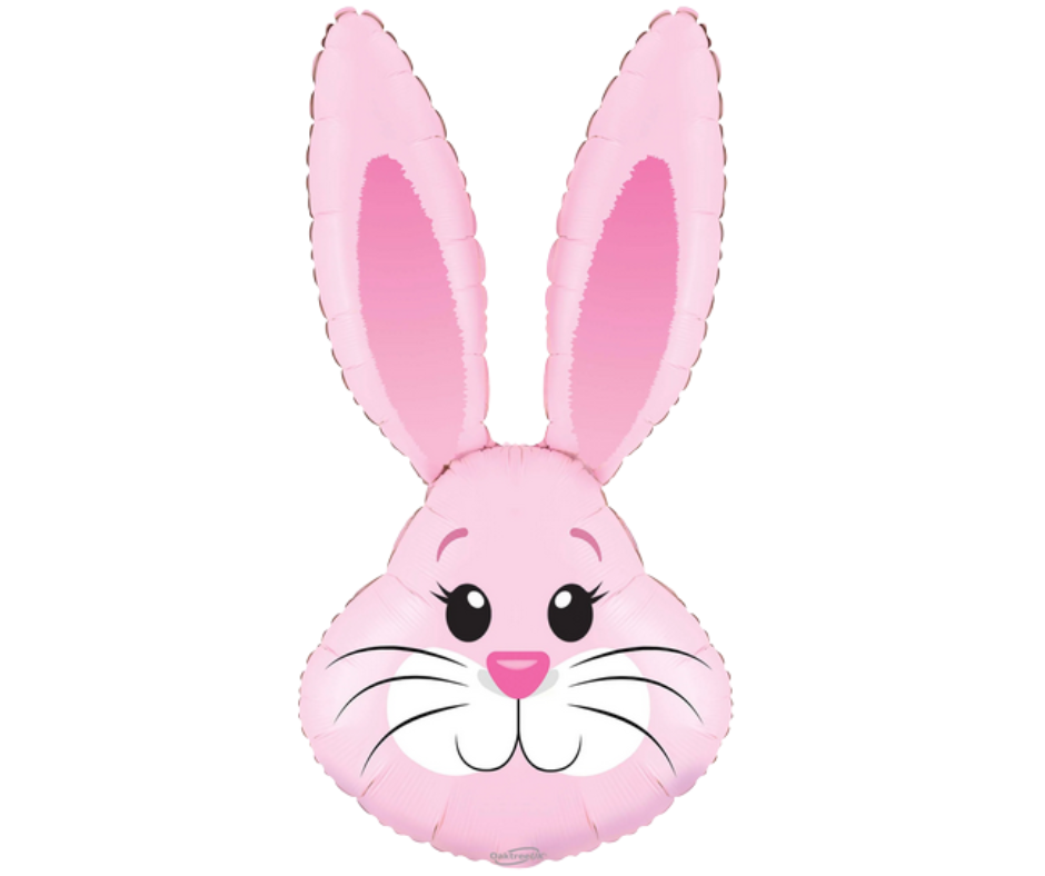 Cute Pink Bunny Rabbit Head Foil Balloon 35"