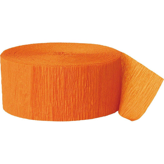 Orange Crepe Paper Streamer 81 Feet - Halloween & Party Decoration