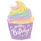 Happy Birthday Cupcake Foil Balloon 27"