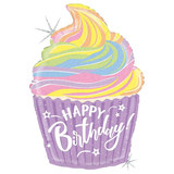 Happy Birthday Cupcake Foil Balloon 27"