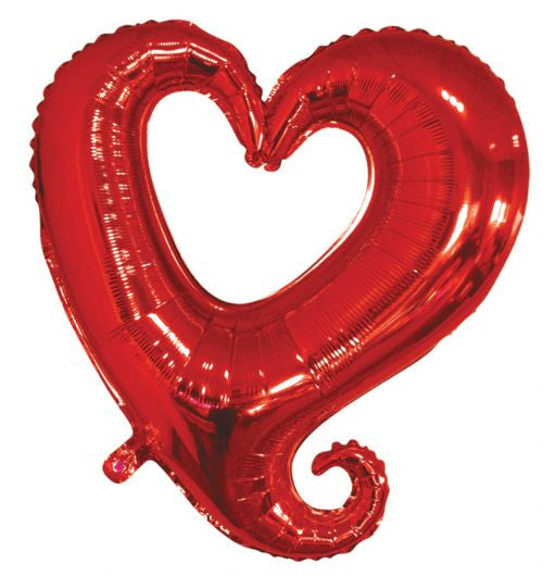 Red 36" Swirly Heart Valentines Day Love Mylar Foil Balloon
