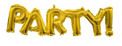 Gold Party! Script Mylar Foil Balloon 17" x 41"