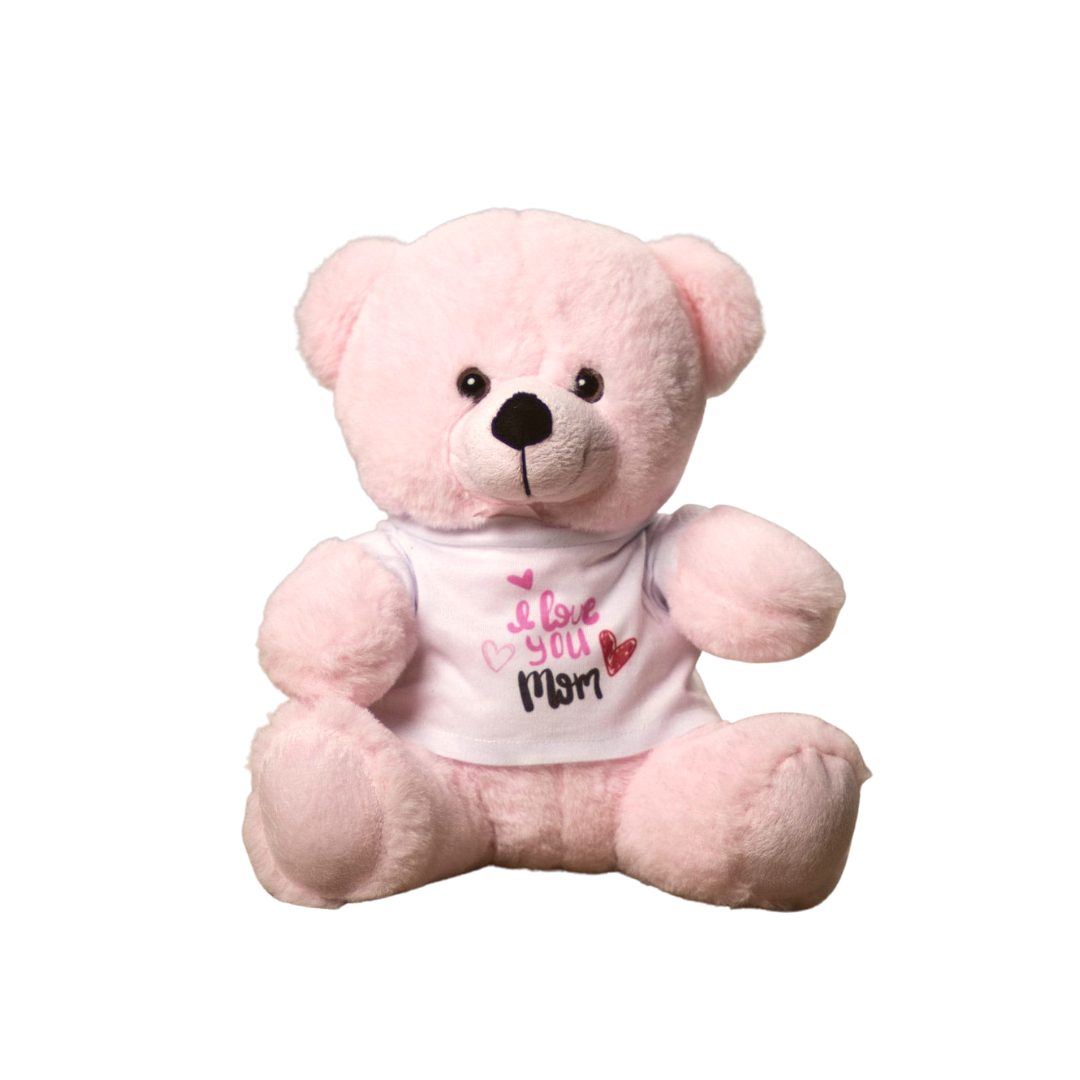 Blush Pink Mother's Day I Love You Mom T-Shirt Soft Plush Bear Stuffed Animal