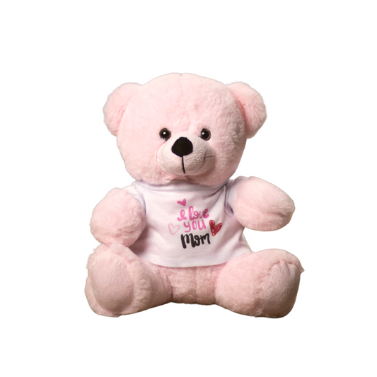 Blush Pink Mother's Day I Love You Mom T-Shirt Soft Plush Bear Stuffed Animal