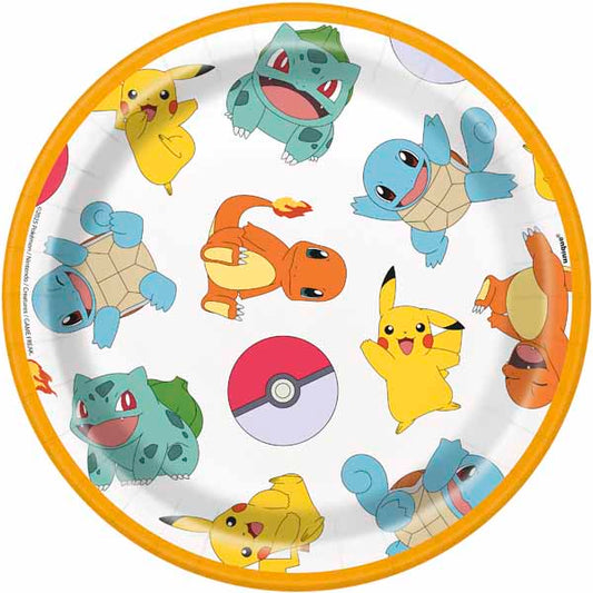 Pokemon 7" Paper Plates 8/CT