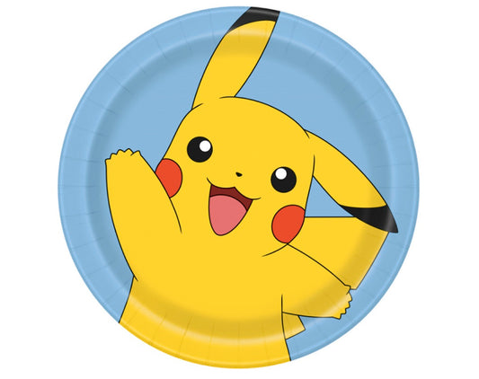 Pokemon Pikachu 9" Paper Plates 8 Pack - Birthday Party Dinner Plates