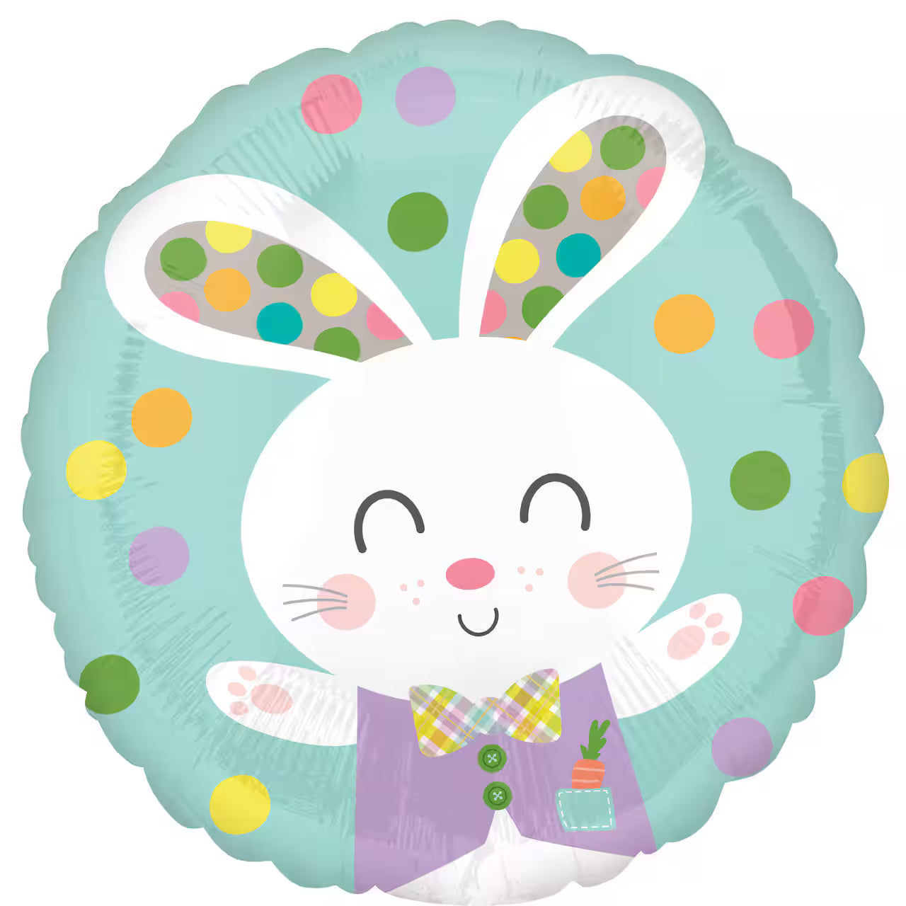 Polka Dots Easter Bunny Foil Balloon 18"