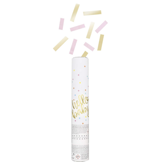Pink and Gold Confetti Cannon Gender Reveal