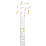 Pink and Gold Confetti Cannon Gender Reveal