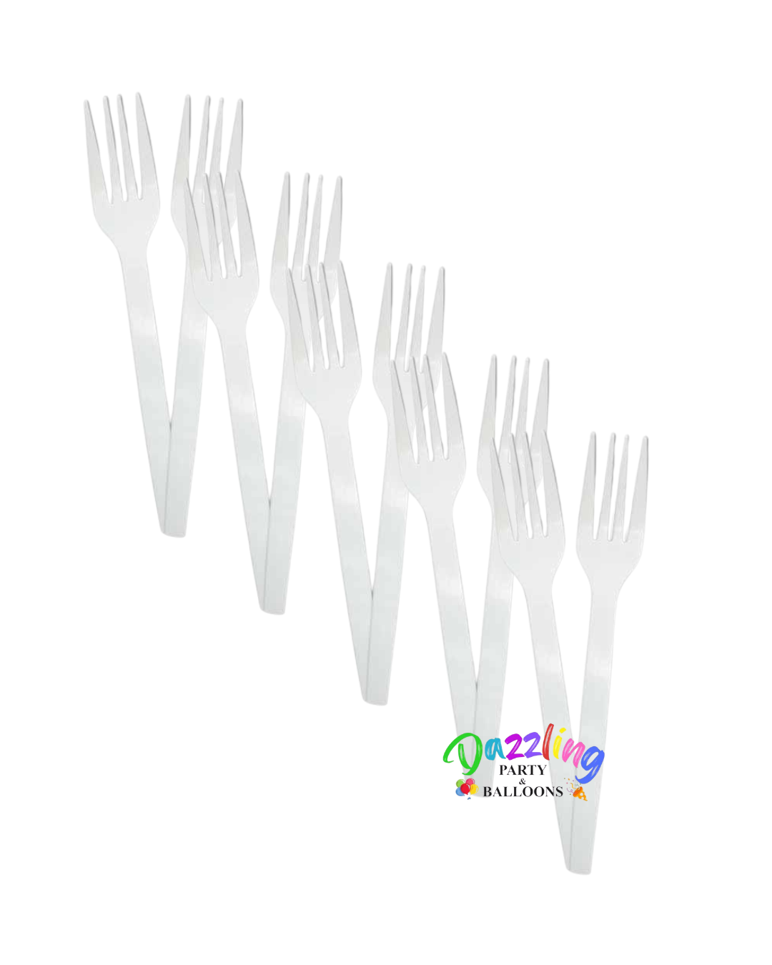 White Plastic Forks Party Cutlery 10 Pack