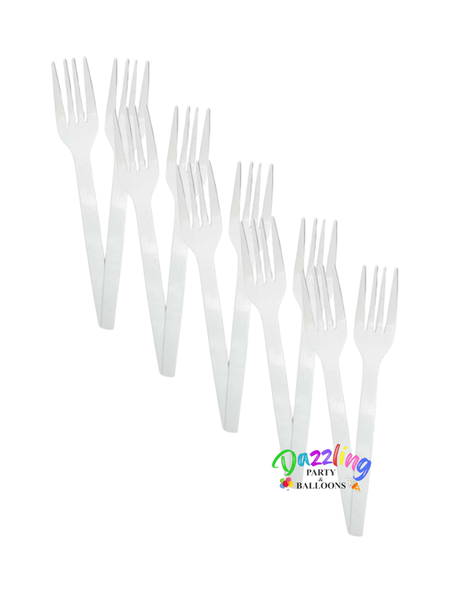 White Plastic Forks Party Cutlery 10 Pack