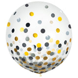 Gold Silver Confetti Filled 24" Latex Balloons 2 Pack