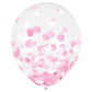 Pink Confetti Filled 12" Latex Balloons 6 Pack